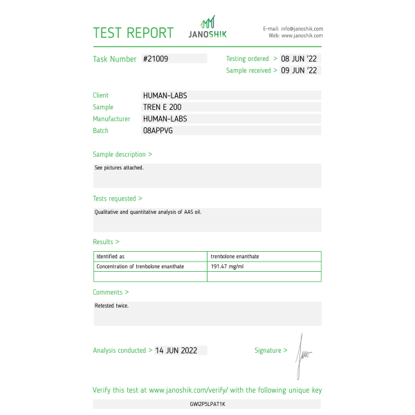 Tren E 10 ml 200 mg Human Labs