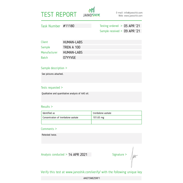 Tren A 10 ml 100 mg Human Labs